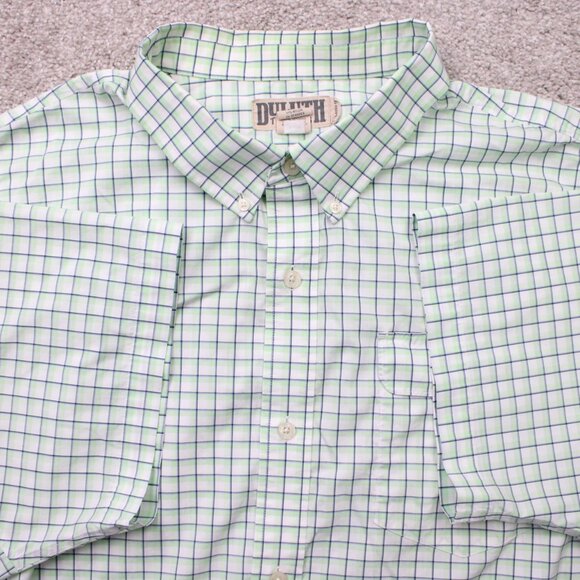 Duluth Shirt Mens 3XL XXXL Green COOLMAX Wrinklefighter Short Sleeve Button Down - Picture 1 of 13